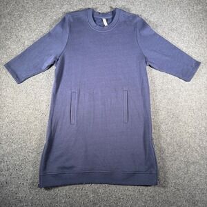 Fabletics Navy Blue Fleece Sweatshirt Dress Size L Side Zips Pockets SD1618097